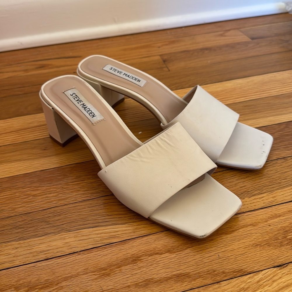 Steve Madden Off White Heeled Mule